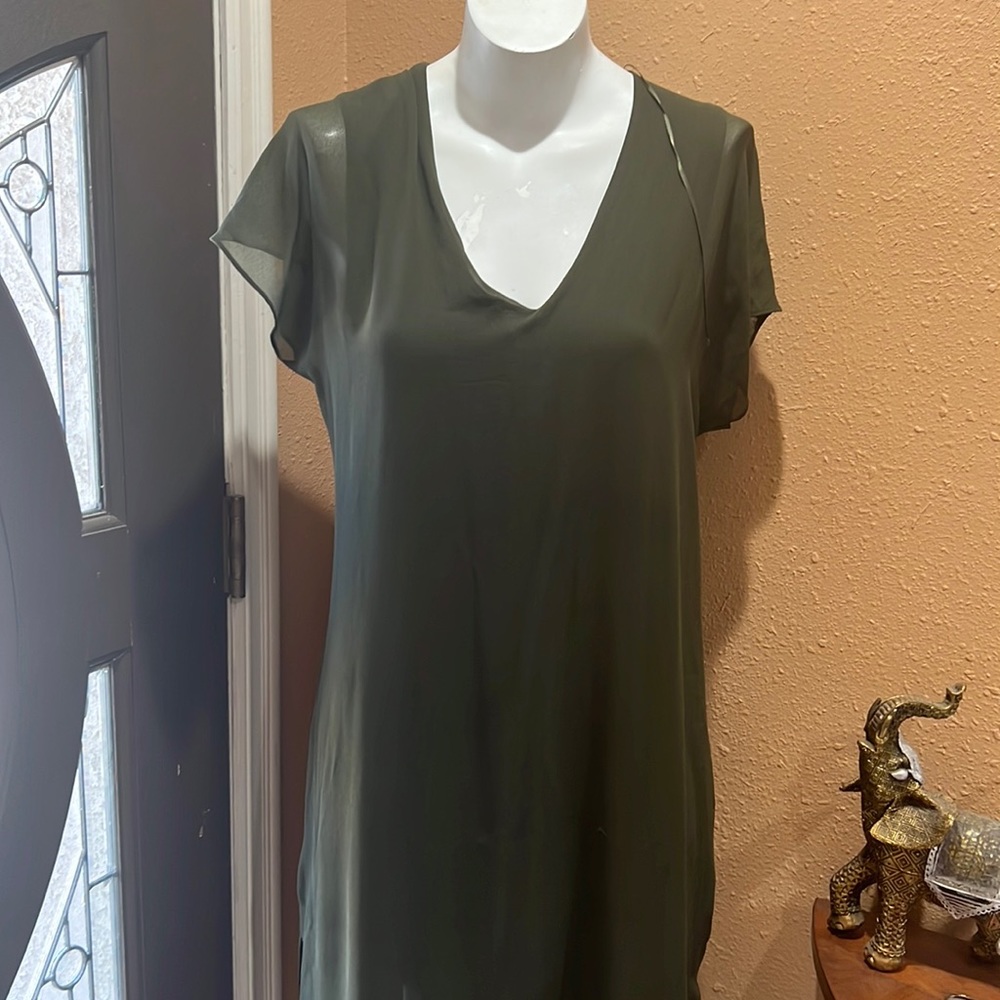 Zara green midi short sleeve dress